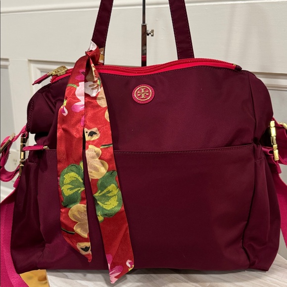 Tory Burch Baby Diaper Work Travel Burgundy Large Tote Bag - Picture 4 of 17